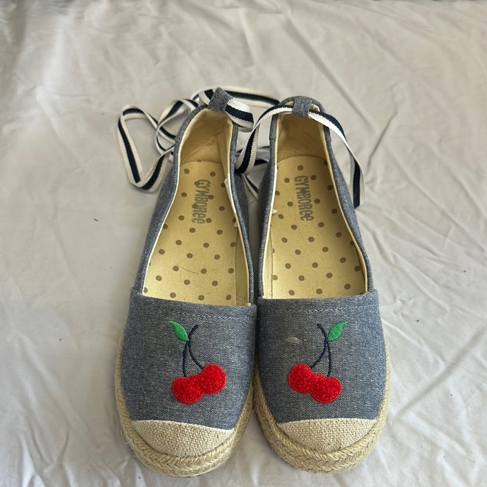 ⭐️ Gymboree - LIKE NEW - Playful Red and Gray Espadrilles with Cherry Detail